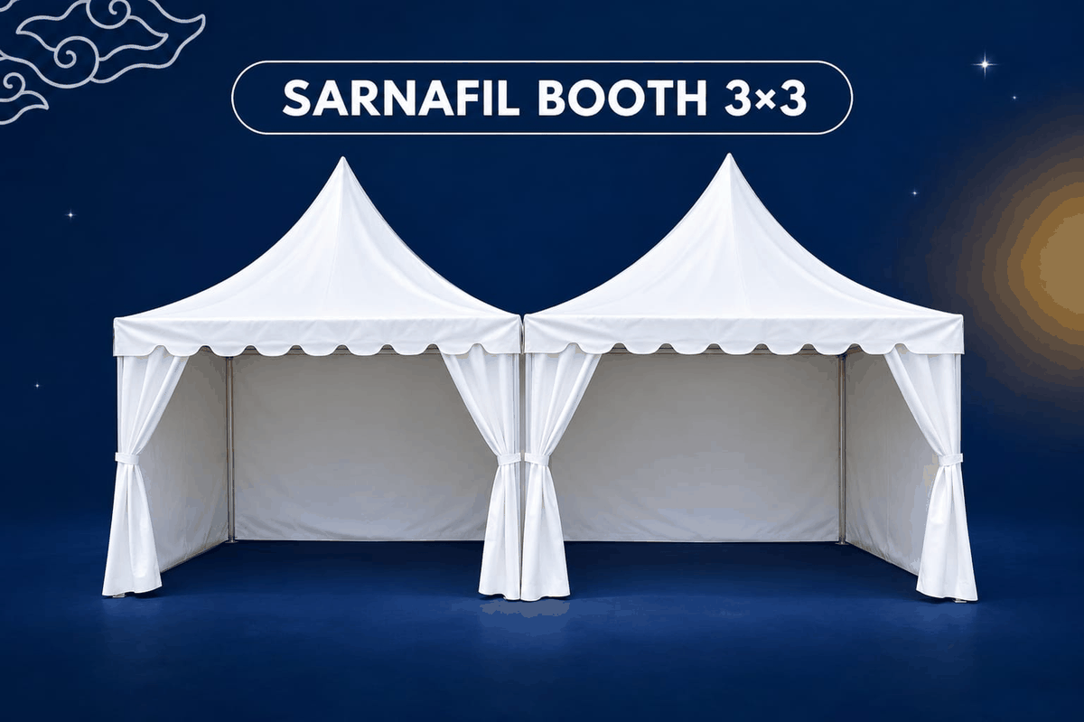 Sarnafil Booth 3x3 meter — tenda tenant putih untuk UMKM di Cirebon Run 10K